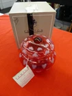 Fenton Art Glass Cranberry Opalescent 1998 Heart Optic Covered Box Candy Dish