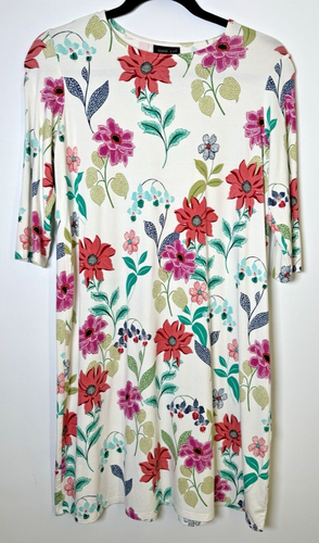 J.Jill Wearever Dress Extra Small Petite Ivory Floral Stretch Knit Pleated Boho - Bild 1 von 12