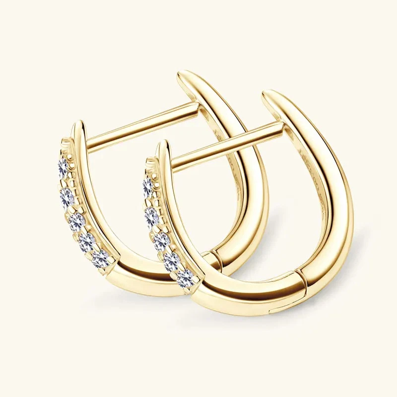 0.1ct Huggie Earrings Yellow Gold Diamond Test Pass Lab-Created VVS1/D/Excellent - Image 3 of 4