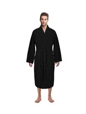 Turkish Linen Waffle Knit Lightweight Kimono Spa & Bath Robes for Men - Quick...