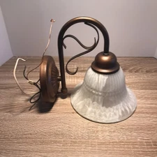 Canarm LR87175 Wall Sconce Light Fixture With Frosted Glass Shade, Copper Patina