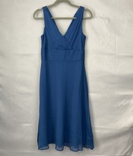 J. Crew Dress Womens 6 Blue Low Cut Tank Sleeveless Empire 100% Silk A-Line