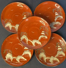 5 Japanese Hand Painted Decorative Plates 
