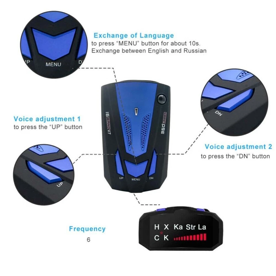360 Degree Car Speed Radar Detector 16 Band V7 Police Safe Voice Alert Laser - Image 4 of 4