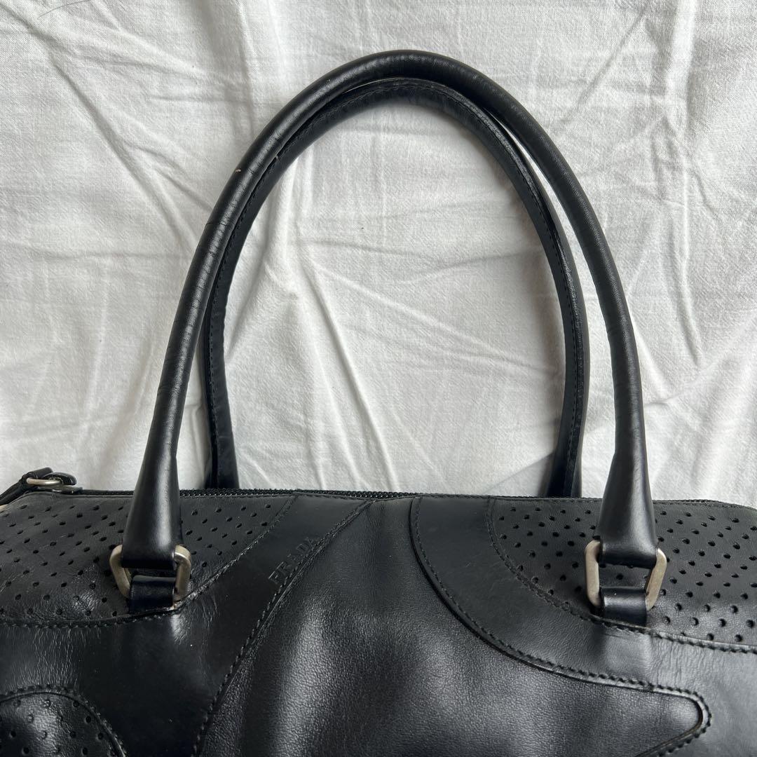 PRADA Archive Black Leather Handbag Shoulder mini boston bag