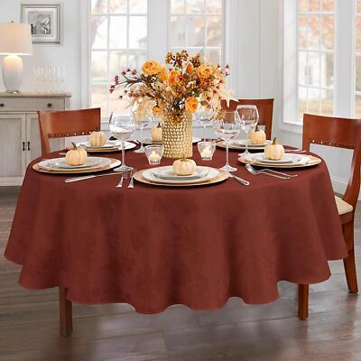 Elrene 290559 Home Jacquard Damask Tablecloth, 60'' x 84'', Oval, Spice Red