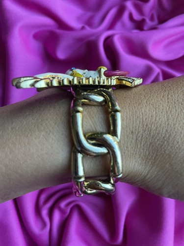 Brazalete cadena pájaro diamante águila blanca verano indio vintage Betsey Johnson - Imagen 3 de 6
