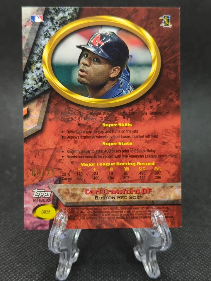 2011 Bowman's Best X-Fractor Carl Crawford #BB25 06/25 - Image 2 of 2