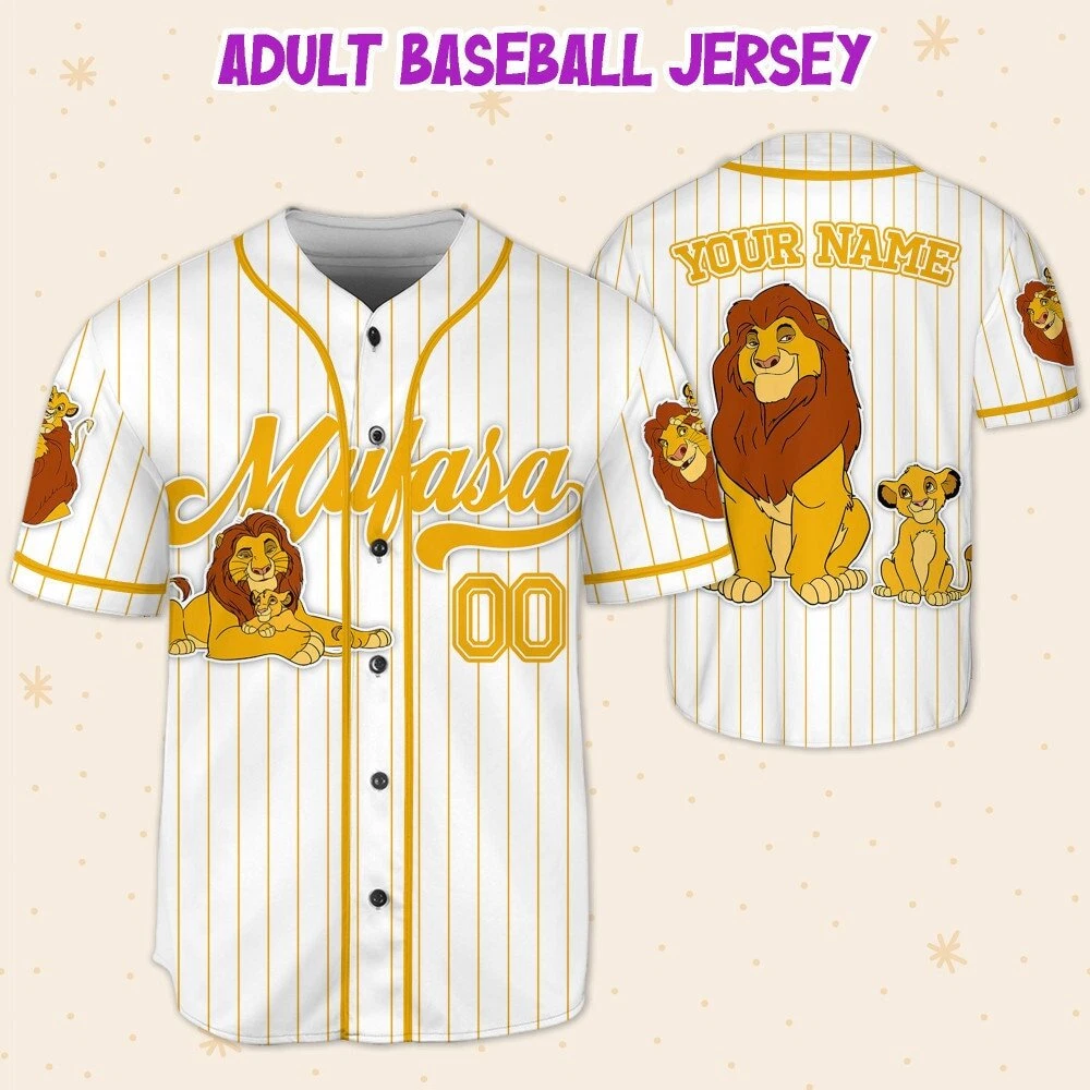 Custom Disney The Lion King Mufasa Simple Stripe, Custom Baseball Jersey
