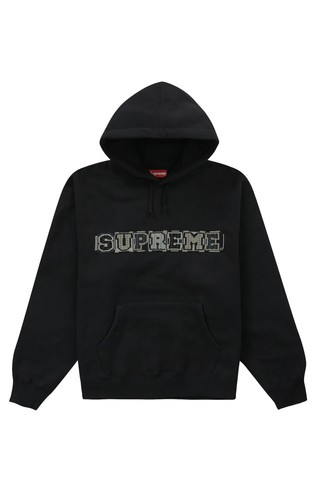 Supreme Beaded Black Hooded Sweatshirt Mens Size 2Xlarge Brand New SS23