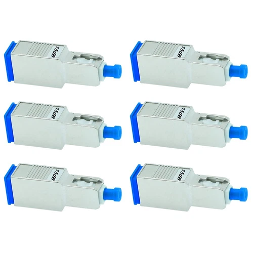 6x 15dB SC UPC Connector Fiber Optic Optical Single Mode Attenuator Metal Blue