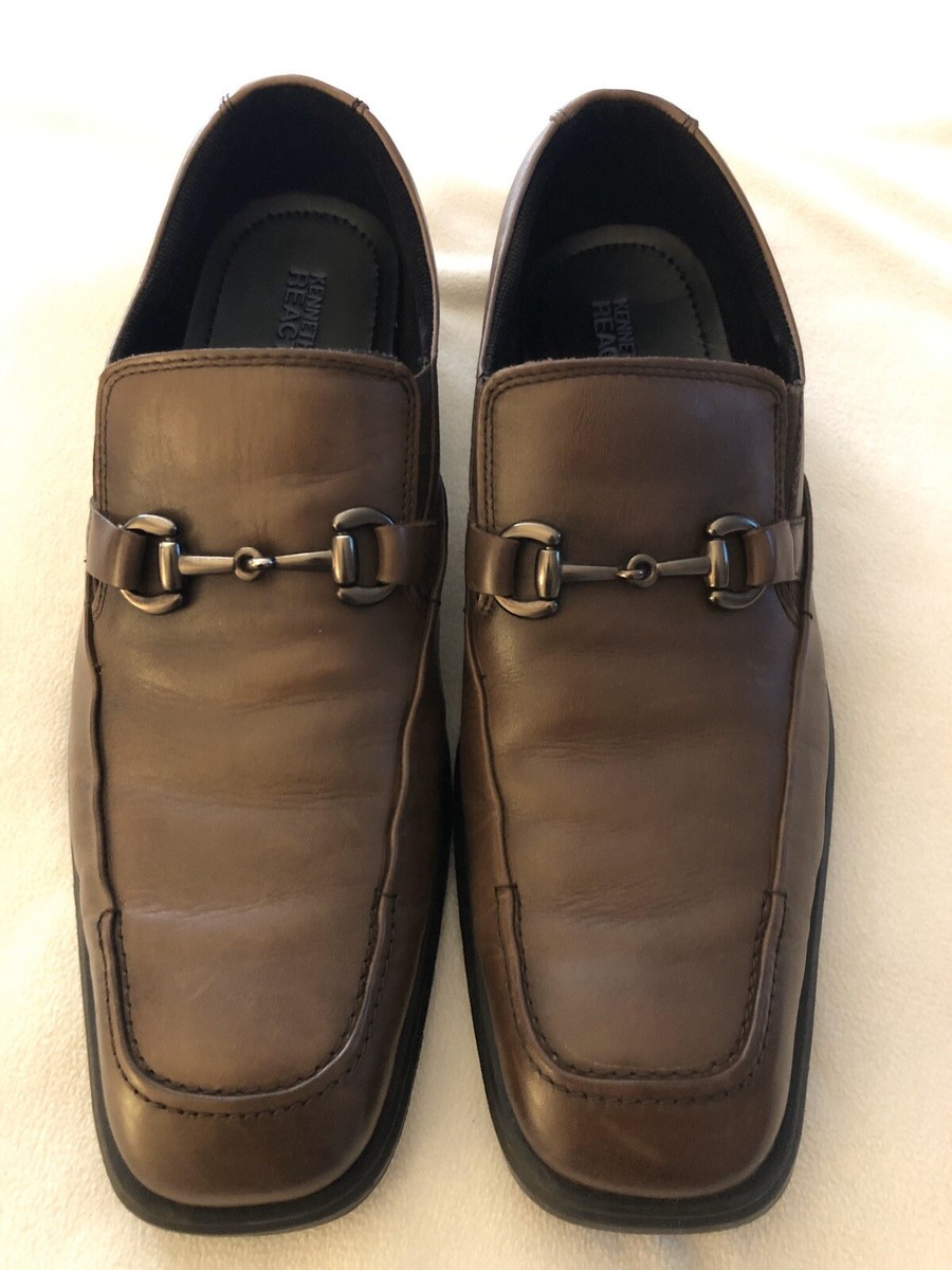 KENNETH COLE -Brown Leather Kyd-Ing War Horse Bit-Loafers  display picture 2