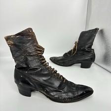 Hanan Son Milwuakee Victorian Edwardian Pointy Toe Lace Up Black Boots Women 6