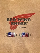 ONE PAIR OF RED WING SHOES AMERICAN FLAG BOOT LACE SHOE KEEPER CHARMS USA