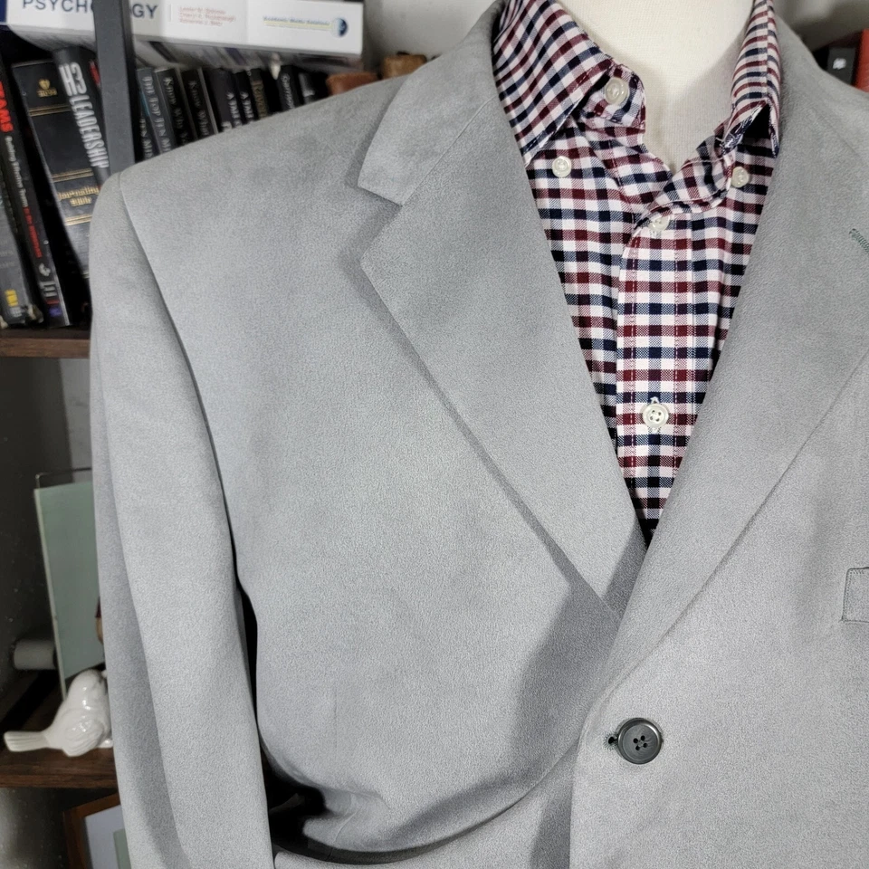 Abrigo Blazer Deportivo Hombre Stafford Tres Botones Gris Gamuza Poliéster Talla 50R Foto 4 de 4