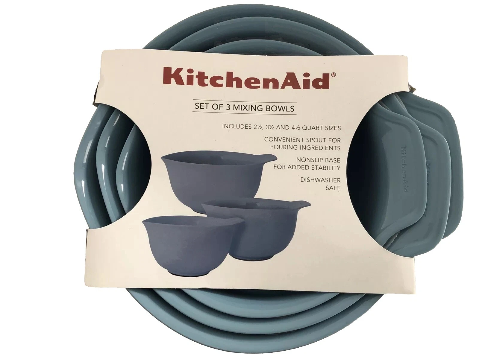 New KitchenAid Blue Velvet Set of 3 Mixing Bowls - 2.5, 3.5, 4.5 Quart Size SBLA
Opens in a new wind