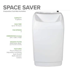 AIRCARE Space Saver 6-Gal Evaporative Whole House Humidifier  2300 sq ft White