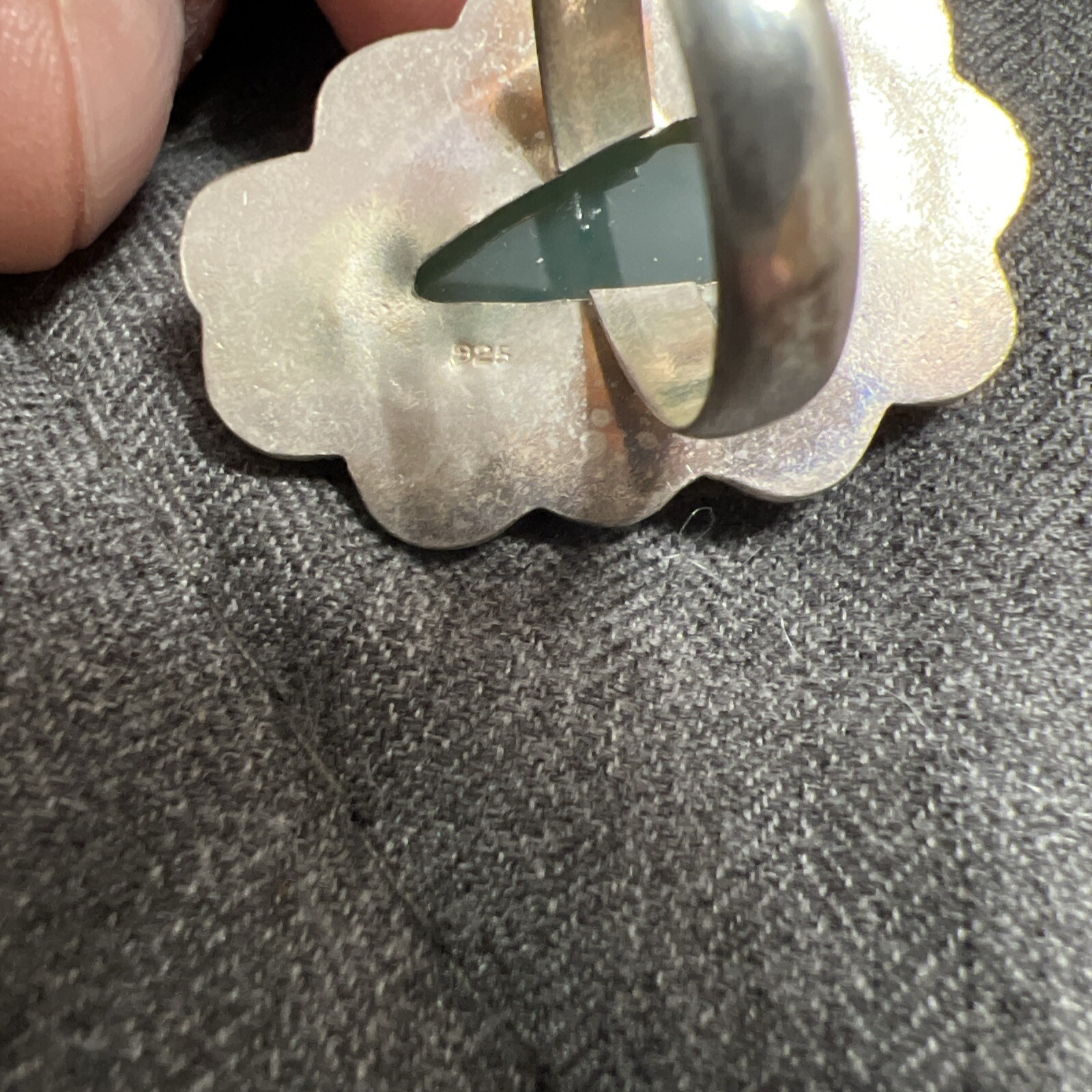 Sterling Silver  Pear Shape Ring Large Chrysopras… - image 6