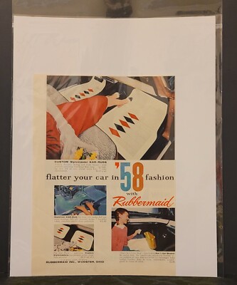 Rubbermaid Kar-Rugs Flatter Your Car In '58 Fashion Vintage Print Ad 1958