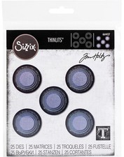 New, Retired Sizzix Thinlits Stacked Circles Tiles 25pk 664437 Retail 19.99