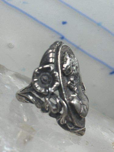 Kamee Ring Viktorianisch Floral Figurativ Damengesicht Gr. 5 Jugendstil Sterling Sil - Bild 6 von 13