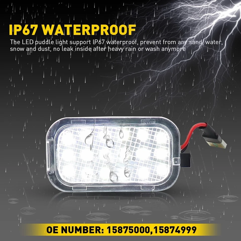 Conjunto de 2 luces LED de charco de espejo lateral para Cadillac Escalade 2007-2014 EE. UU. Foto 4 de 4