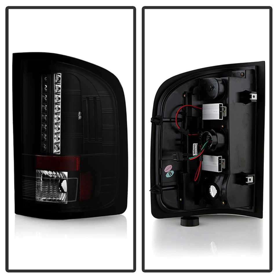 Spyder LED Tail Light Pair Black Clear For Chevy Silverado & GMC Sierra 3500HD - Image 3 of 4