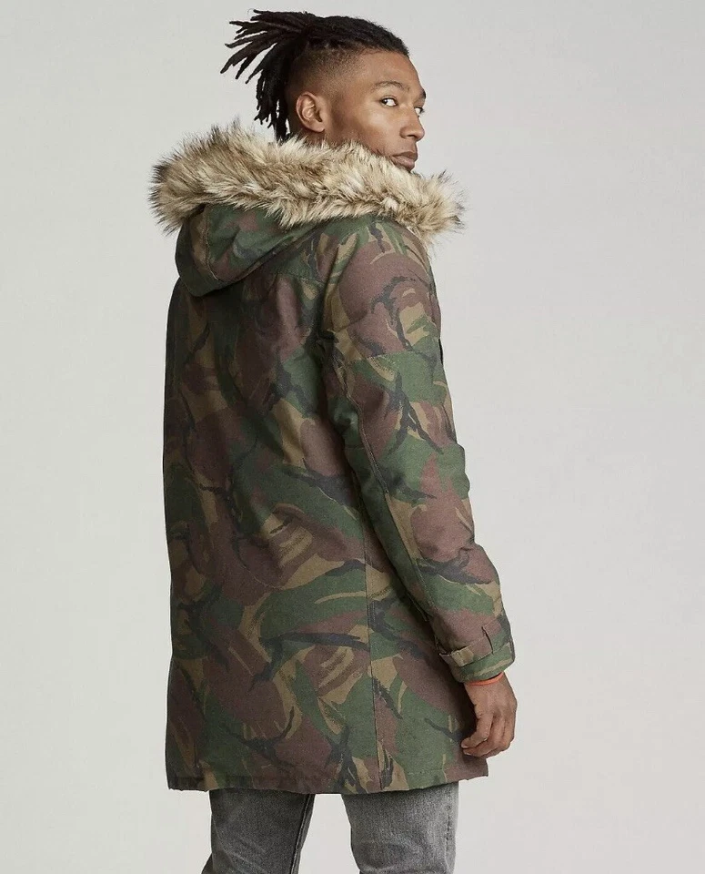 🔥 $548 Novo Casaco Polo Ralph Lauren Camuflado Acabamento de Pele Sintética Parka Tamanho G - Imagem 2 de 4