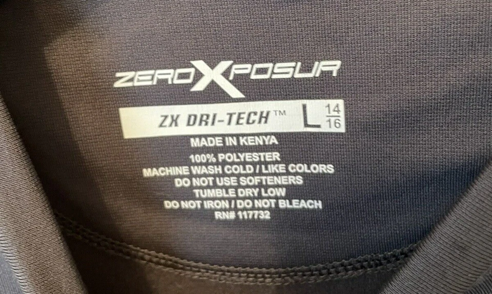 Zero Xposur ZX Shirt Boys SZ LARGE (14-16)  Dri Tech Long Sleeve Shirt Gray   - Image 4 of 4