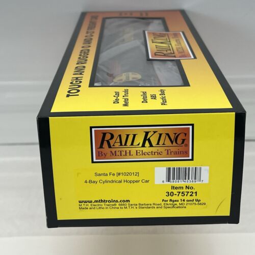 MTH RailKing 30-75721 Santa Fe Black Bonnet 4-Bay Cylindrical Hopper New O Rare - Picture 13 of 14