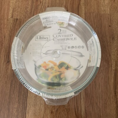 Vtg Libbey Glass Casserole Serving Dish With Lid Clear Glass
