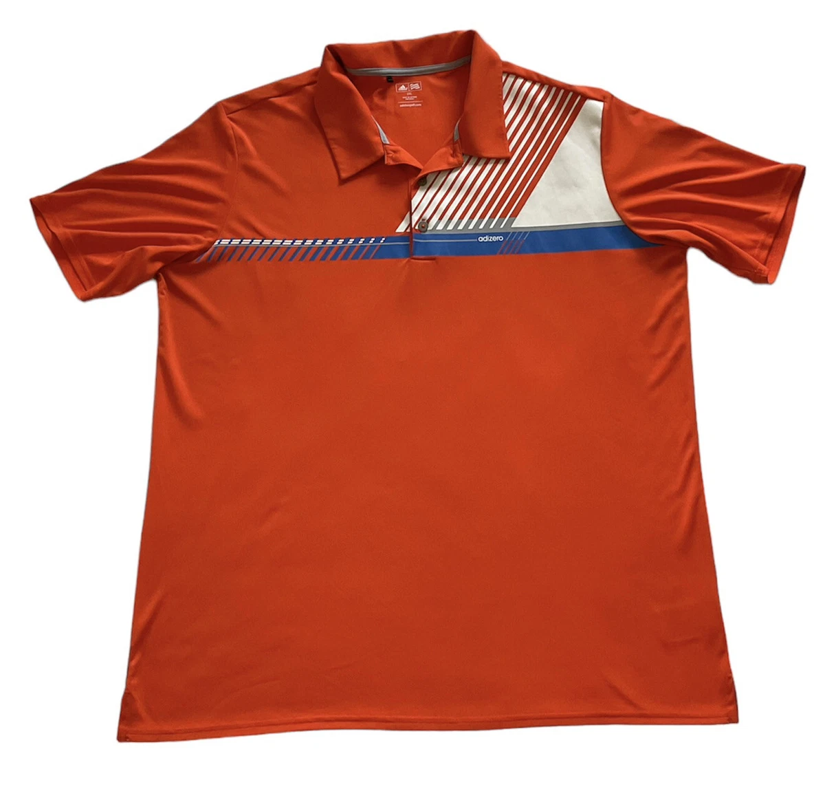Adidas Adizero Golf Polo Shirt Graphic Mens 2XL Orange Short