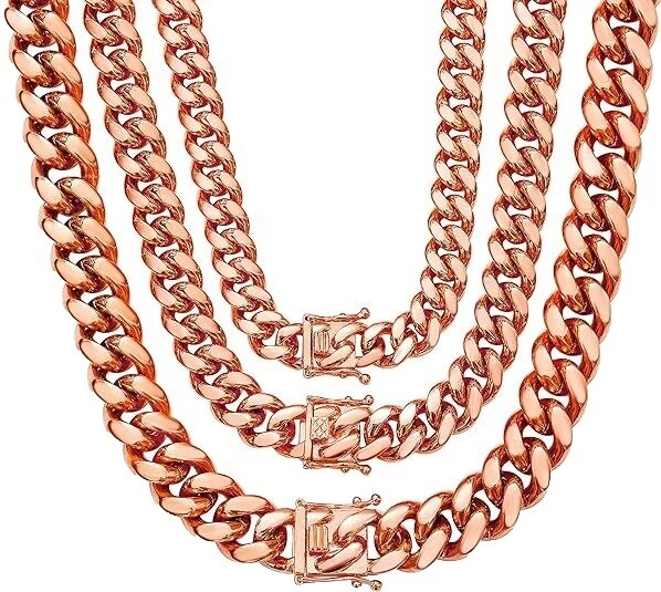 Collares y colgantes de Oro Rosa Cadena Sin Piedra para hombres