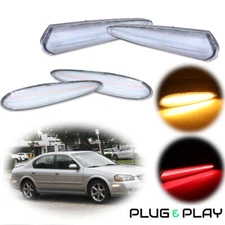 Clear Front Amber Rear Red LED Side Marker Light Set For Nissan Maxima 2000-2003
