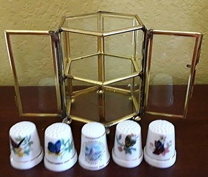 glass thimble display case