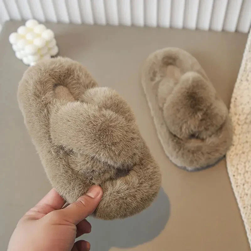 New children plush slipper home indoor warm thickened non-slip toddler girl shoe - Image 3 of 4