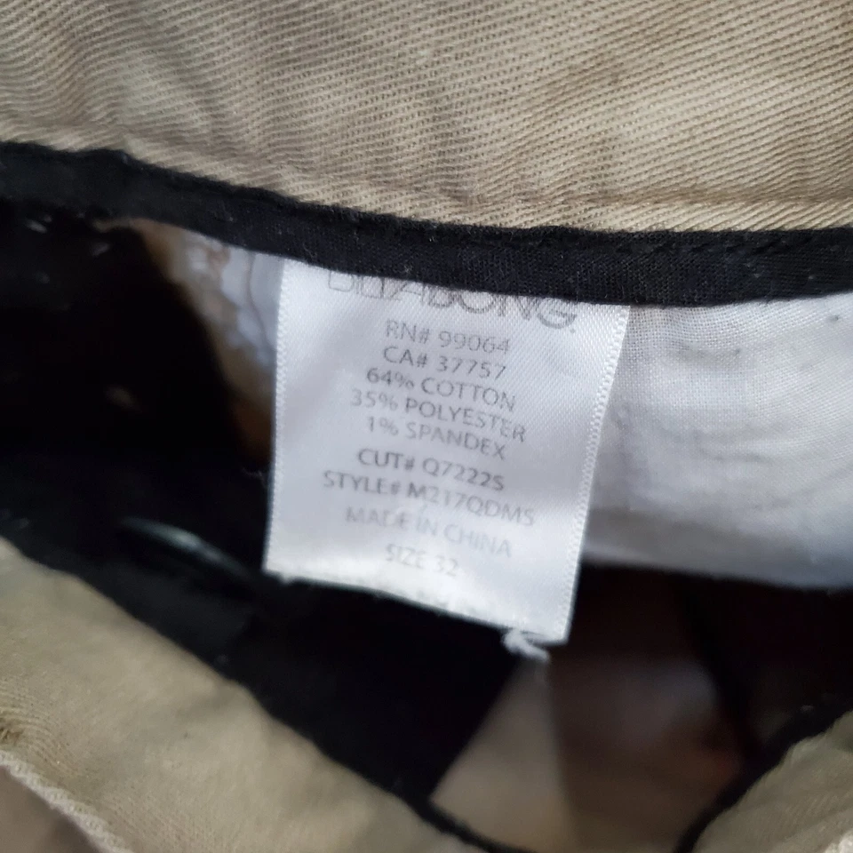 Pantalones Cortos Billabong Hombre 32 Beige Chino Bolsillos Rectos 11" Entrepierna LEER Foto 4 de 4