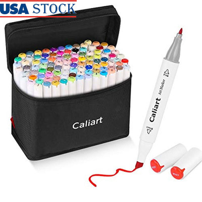 Dual Tip Alcohol Based Markers Set 100 Colors Art Sketch Pens W/ Carrying Case