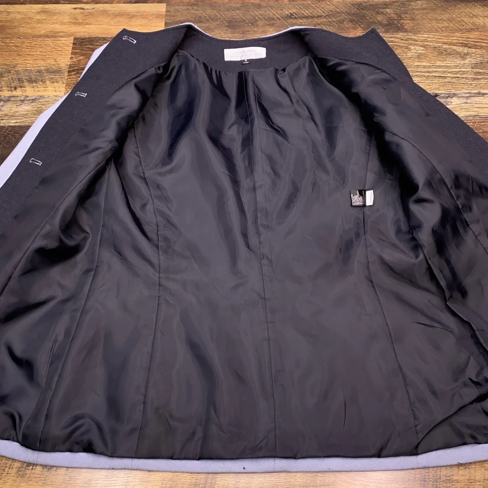 Chaqueta Blazer Tahari 8 Gris Lana Carrera Foto 3 de 4