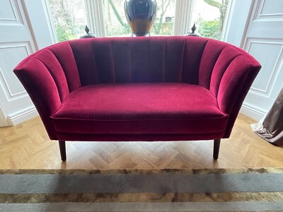 ex showhome Irish Orior Art Deco shell backed seater red velvet