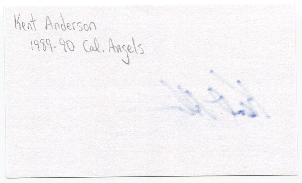 Kent Anderson Signed 3x5 Index Card Autographed Signature MLB Anaheim Angels - Image 2 of 2