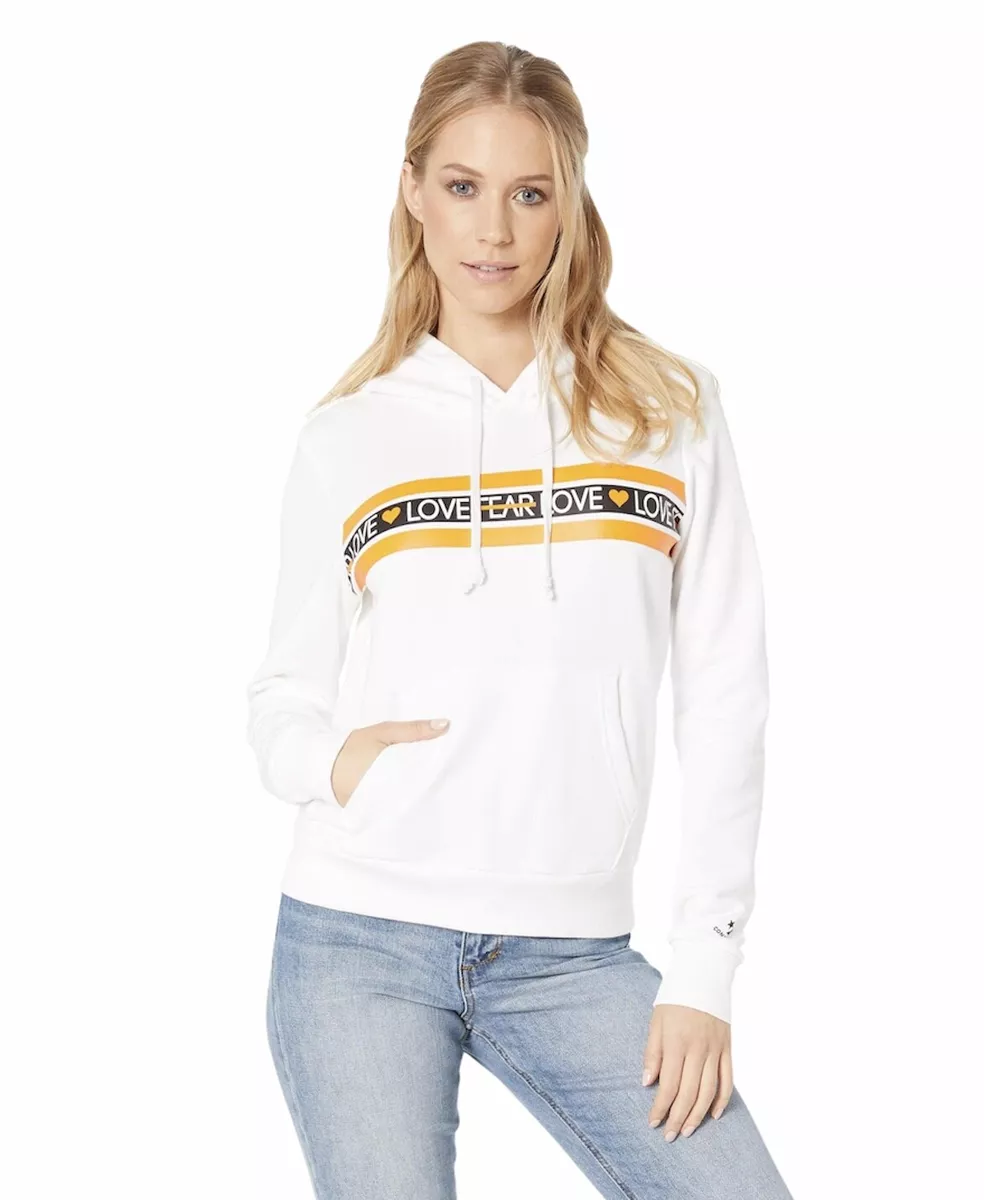 Converse Women s Love the Progress Print White Hoodie Size M 10020576 a01