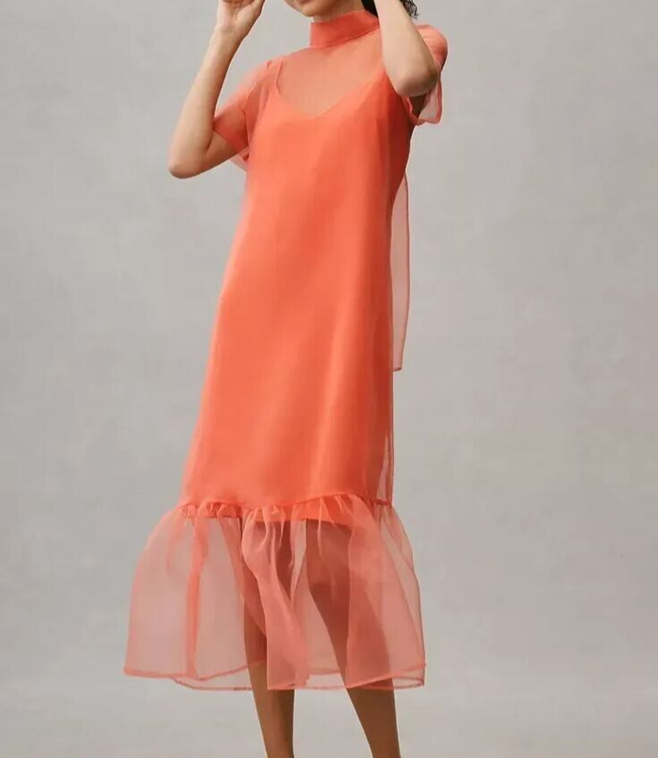 organza orange dress Unique Ruffled Tiered Orange Organza Puff Prom Gown