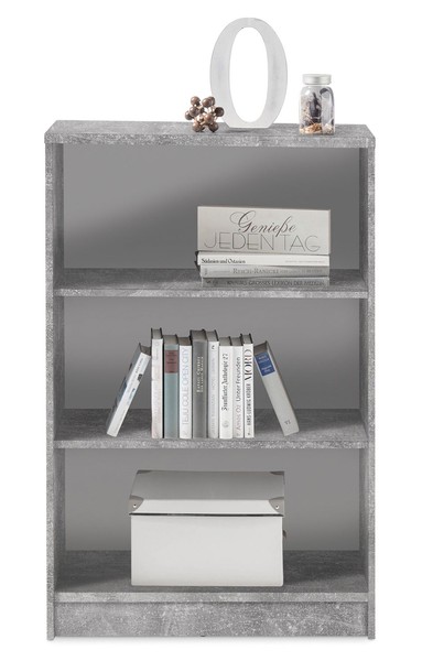 Regal BüCherregal Standregal Wohnzimmerregal Aktenregal 3 FäCher Betonoptik Grau-image