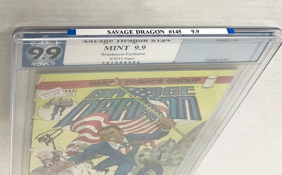 Savage Dragon #145 Wondercon Exclusive Var - Obama v Osama Signed PGX 9.9 Graded - Image 4 of 4
