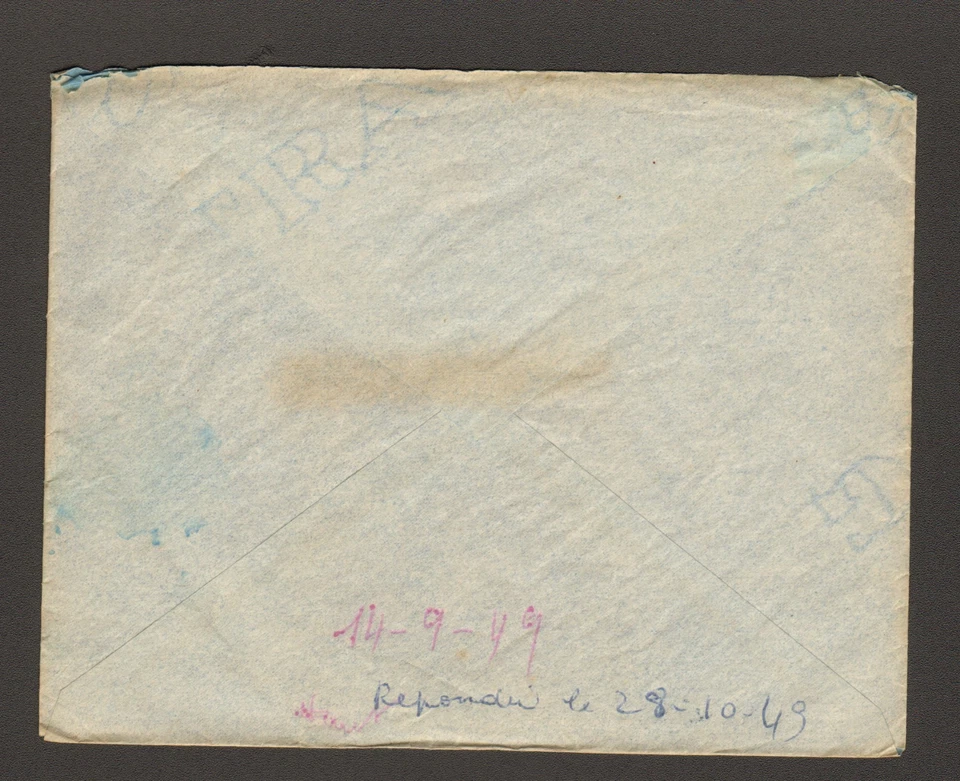 RARO SOMALÍ DJIBOUTI - COTE FRANCAISE DES SOMALIS 1949 SELLO CARTA 1F, 3F, 10F Foto 3 de 3