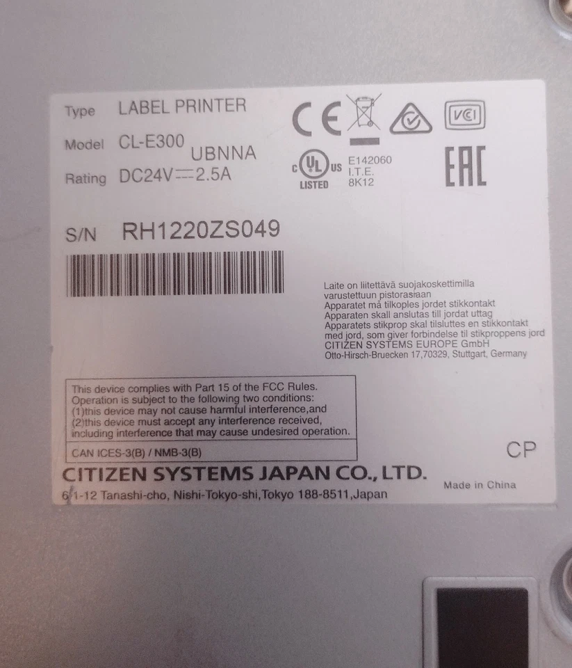 CITIZEN LABEL PRINTER MODEL CL-E300 - Image 3 of 4
