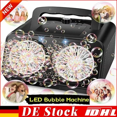 ZREE LED Seifenblasenmaschine Seifenblasen Automatisch Blasenmaschine 2 Schwenklöcher