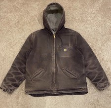 Vintage Carhartt Sherpa Lined Hooded Detroit Jacket Womens Large WJ141 DWN