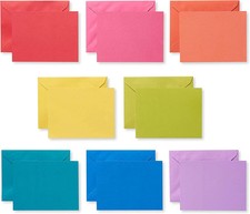 Single Panel Blank Cards with Envelopes, Rainbow Colors 200-Count
